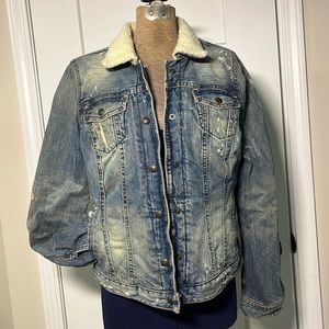 Ralph Lauren Polo Jeans Co Women’s Distressed Sherpa Cropped Jacket Size S